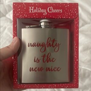 Holiday Cheers Silver Flask